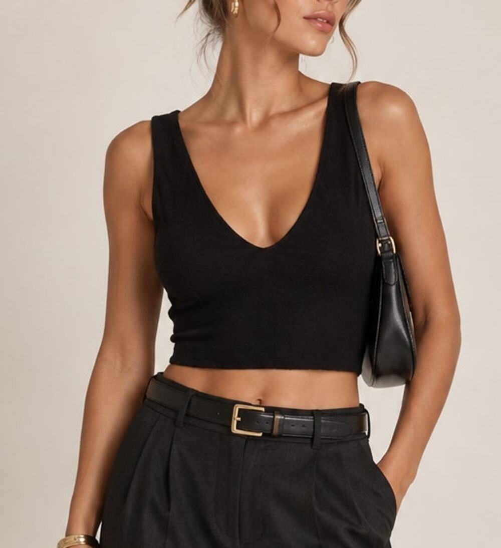 Indah Body Lined Crop Tank Top Womens Small Black Y2K Going Out Indie Sleaze